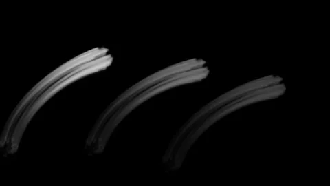 Abstract design featuring three curved white brush strokes against a black Stockbeeldmateriaal 282393870