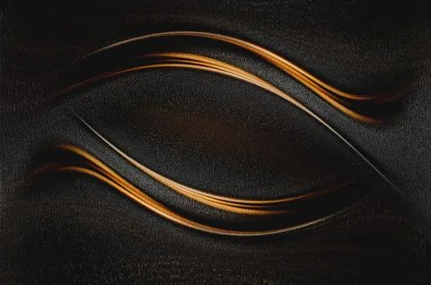 Abstract design featuring two yellow, wave-like curves on a dark textured b.. Stock Illustration