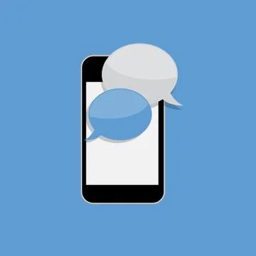 Abstract Design Flat Mobile Phone with Speech Bubbles. Vector Stock Illustration