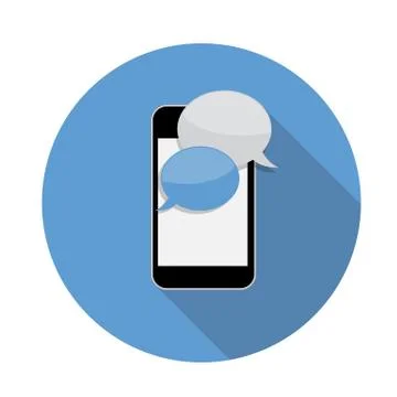 Abstract Design Flat Mobile Phone with Speech Bubbles. Vector Il Illustrazione stock