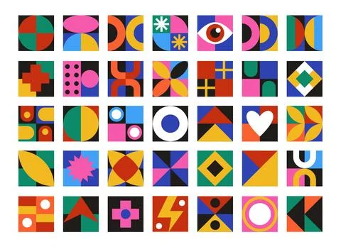 Abstract design. Form geometric, geometry figure, block pattern. Poster Bauhaus Illustrazione stock
