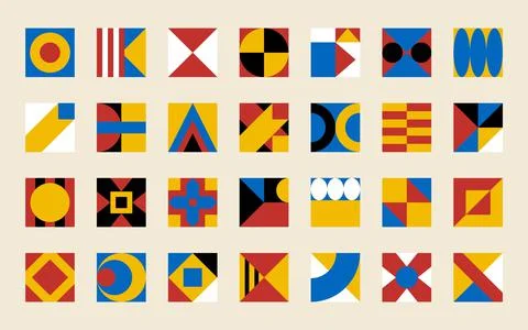 Abstract design forms. Geometric figures. Bauhaus funky art. Geometry tile Stock-Illustration