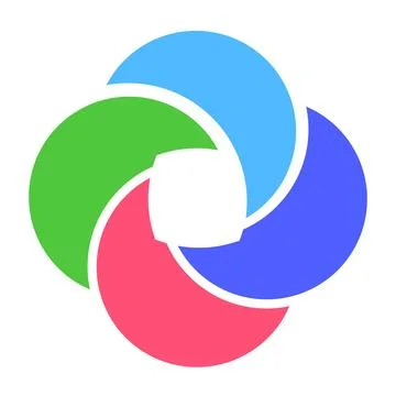 Abstract design with four colorful interlocking shapes creating white space Stock Illustration
