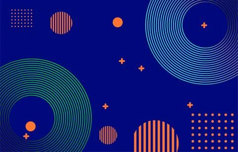 Abstract design with geometric shapes, patterns, circle lines on white back.. Stock Illustration