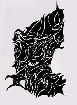 Abstract Design Half Face Using Lines And Shapes Stock Illustration