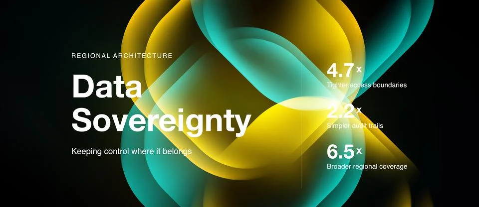 Abstract design highlights data sovereignty concept. Numbers indicate Stock Illustration
