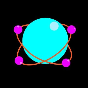 Abstract design Idealized atom symbol with colorful electrons in quantum la.. Stock Illustration