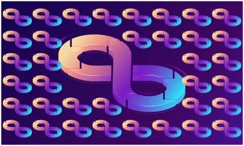 Abstract design of infinite on dark background Stock Illustration