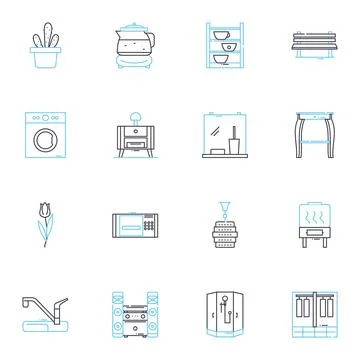 Abstract design linear icons set. Geometry, Vibrancy, Minimalism, Contrast Stock Illustration