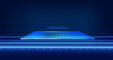 Abstract design with lines to perspective in blue theme background concept .. 库存插图