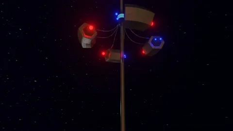 An abstract design with luminous spheres revolves and rises and falls against th Stock Footage 155172324