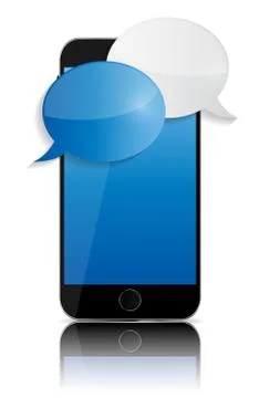 Abstract Design Mobile Phone with Speech Bubbles. Vector Illustr Illustrazione stock