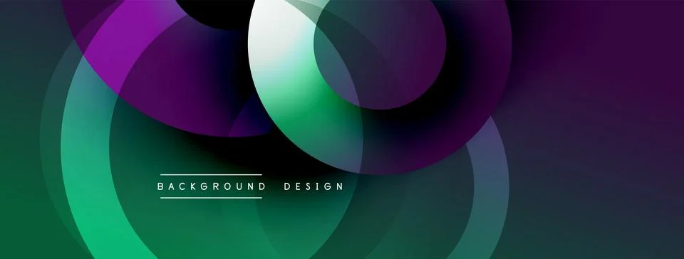 Abstract design. Overlapping circles create dynamic gradient effect. Dark Stock Illustration