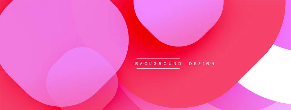 Abstract design. Overlapping circles create vibrant gradient. Pink, red, white Ilustración de archivo
