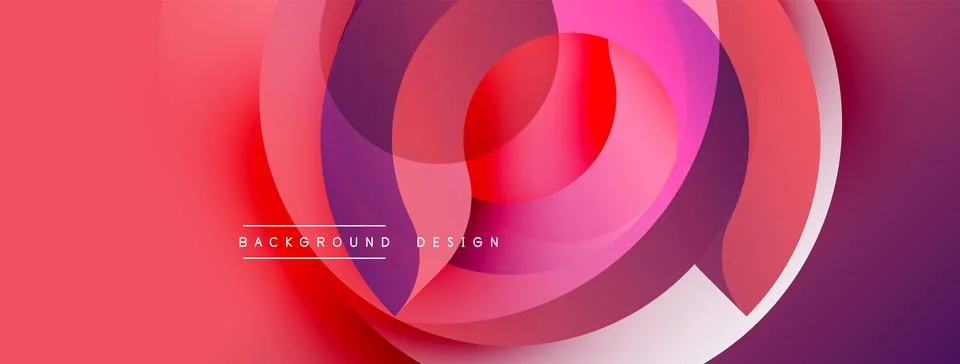 Abstract design. Overlapping circles create dynamic composition. Vibrant pinks, 스톡 일러스트