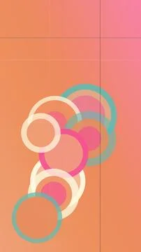 Abstract design of overlapping circular rings in peach, pink, and teal hues.. Stock Illustration