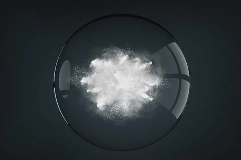 Abstract design of powder snow cloud inside the transparent glass sphere 库存插图