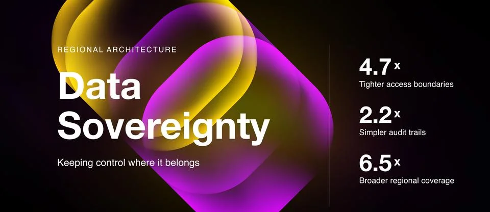 Abstract design promotes data sovereignty concept. Numbers highlight improved Stock Illustration