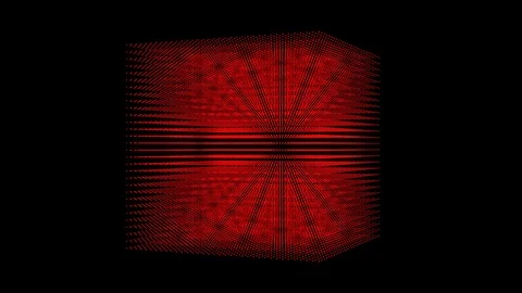 Abstract design of a red cube. Intersecting lines and points. Seamless animation Stock Footage 98468903