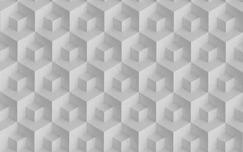 Abstract design with reteating pattern of overlaying white cubes. 3d illustra Stock Illustration