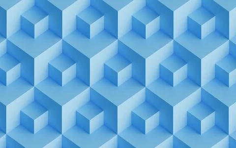 Abstract design with reteating pattern of overlaying white cubes. 3d illustra Stock Illustration