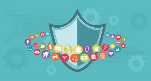 Abstract design of shield protection. Digital security. Stock Illustration