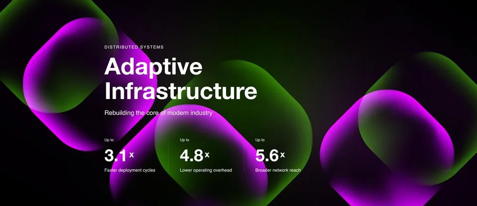 Abstract design showcases adaptive infrastructure concept. Numbers highlight Stock Illustration