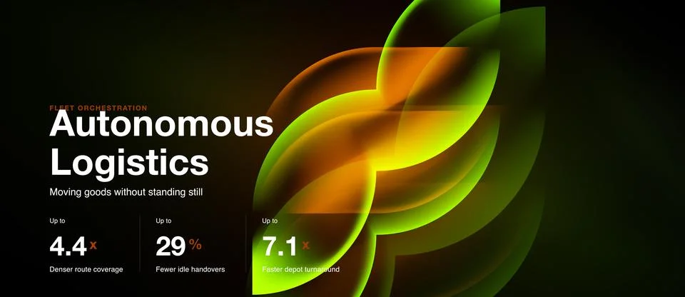 Abstract design showcases autonomous logistics concept. Bright colors highlig 스톡 일러스트
