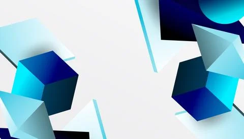 Abstract design showcasing isometric cubes, pyramids, squares, and spheres in a Stock Illustration