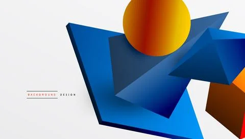 Abstract design showcasing isometric cubes, pyramids, squares, and spheres in a Stock Illustration