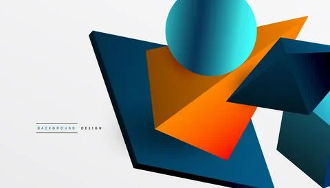 Abstract design showcasing isometric cubes, pyramids, squares, and spheres .. Stock Illustration