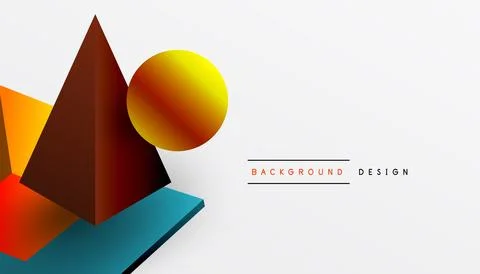 Abstract design showcasing isometric cubes, pyramids, squares, and spheres .. Stock Illustration