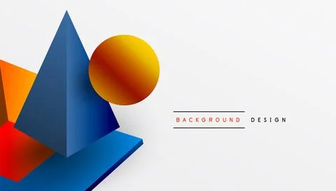 Abstract design showcasing isometric cubes, pyramids, squares, and spheres .. Stock Illustration