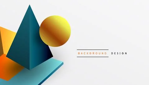 Abstract design showcasing isometric cubes, pyramids, squares, and spheres .. Stock Illustration