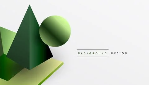 Abstract design showcasing isometric cubes, pyramids, squares, and spheres .. Stock Illustration