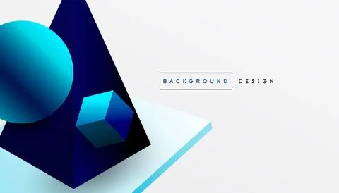 Abstract design showcasing isometric cubes, pyramids, squares, and spheres .. Stock Illustration