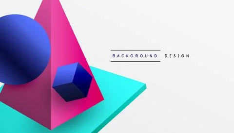 Abstract design showcasing isometric cubes, pyramids, squares, and spheres .. Stock Illustration