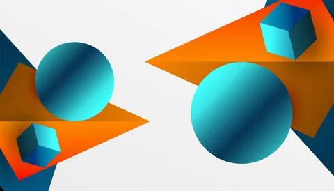 Abstract design showcasing isometric cubes, pyramids, squares, and spheres in a Stock Illustration