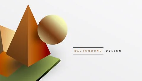 Abstract design showcasing isometric cubes, pyramids, squares, and spheres in a Stock Illustration