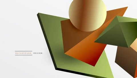 Abstract design showcasing isometric cubes, pyramids, squares, and spheres in a Stock Illustration