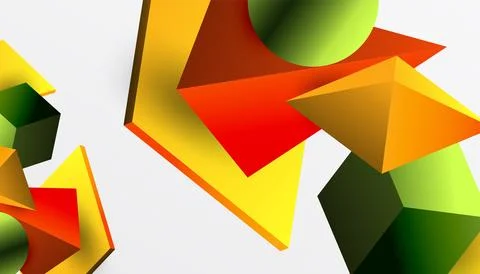 Abstract design showcasing isometric cubes, pyramids, squares, and spheres in a Stock Illustration