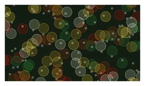 Abstract design with sparse colorful circles scattered across dark green ba.. Stock Illustration