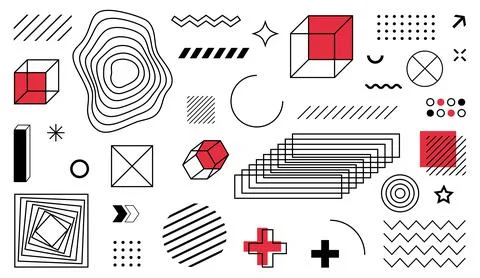 Abstract design symbols and elements. Set Of Geometric Shapes. Stock Illustration