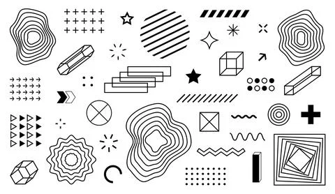 Abstract design symbols and elements. Set Of Geometric Shapes. Stock Illustration