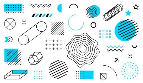 Abstract design symbols and elements. Set Of Geometric Shapes. Stock Illustration
