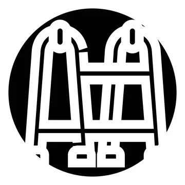 Abstract design two stylized hanging chairs icon Stock Illustration