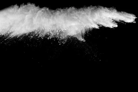 Abstract design of white powder cloud against dark background Stock Photos