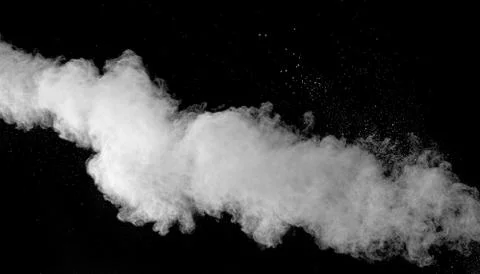 Abstract design of white powder cloud against dark background Stock Photos