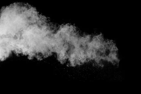 Abstract design of white powder cloud against dark background Stock Photos