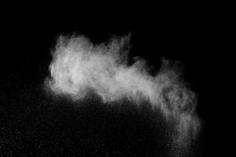 Abstract design of white powder cloud against dark background Stock Photos